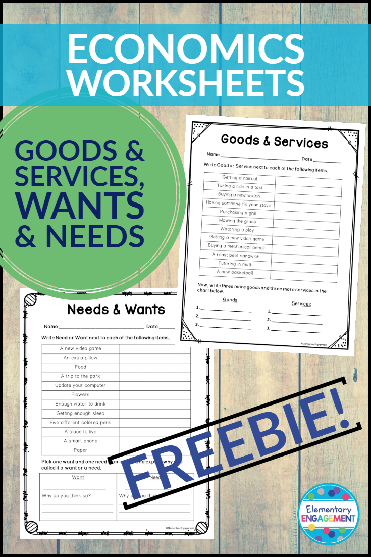 Enjoy using these two free worksheets with your economics unit.  They assess students' understanding of goods and services & wants and needs.