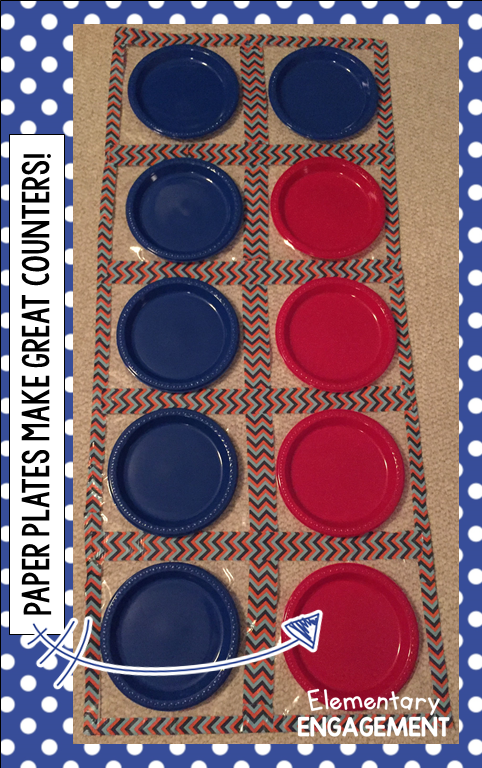 Use plastic, Duck Tape, and paper plates to make a giant 10 frame!  This is great for tactile learners.