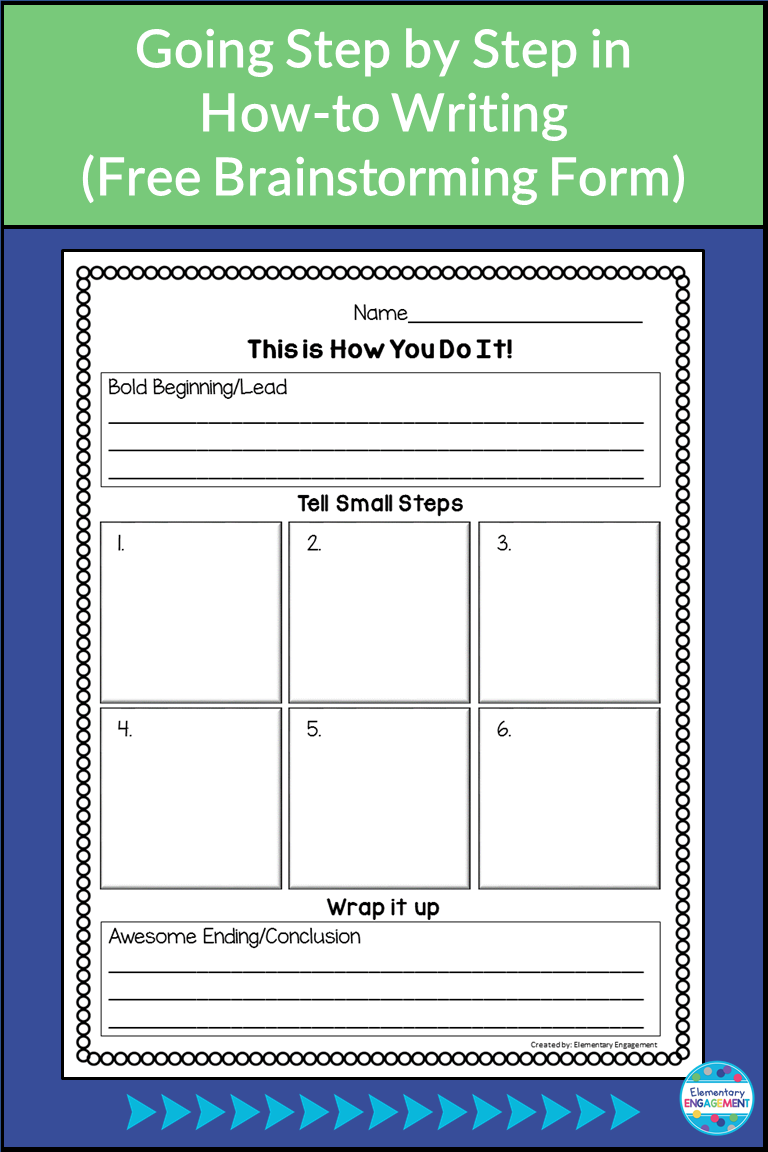 Students use this free form to brainstorm their steps prior to beginning their how-to books.