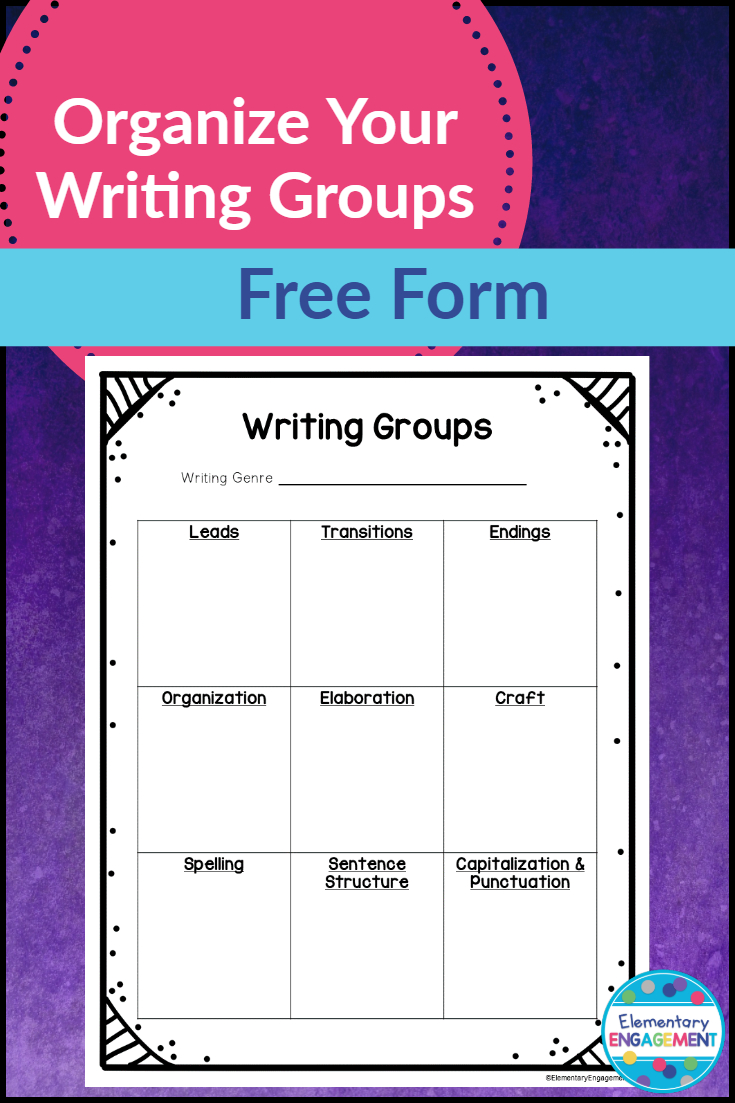 This form is great for organizing students into categories based on their writing goals.  It helps organize for independent writing conferences as well as writing strategy groups.