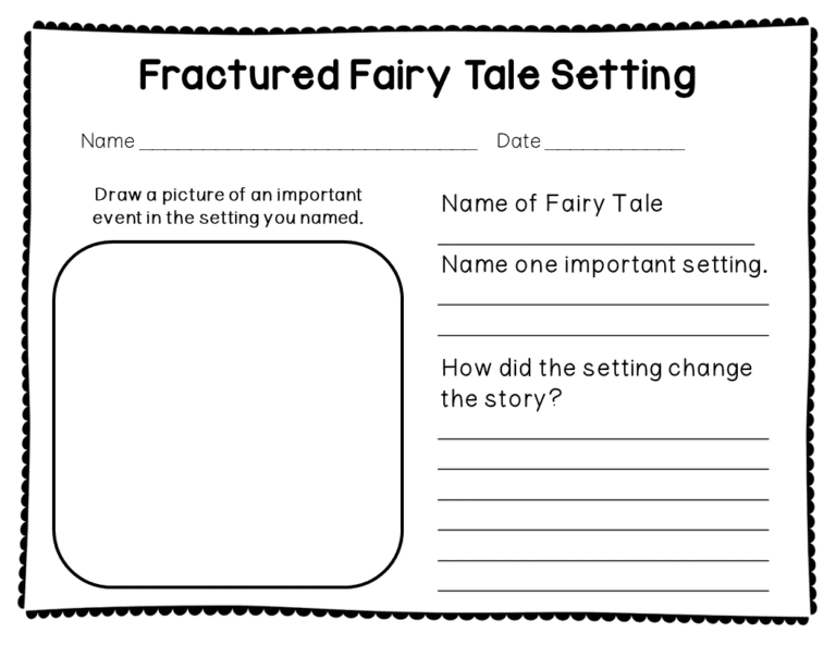 This graphic organizer focuses on the change of setting. Students can use the change for comparing and contrasting different versions of a fairy tale.
