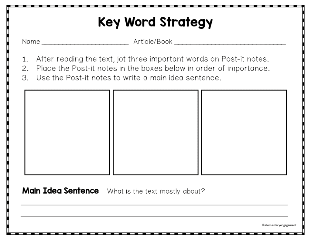 Key word strategy graphic organizers