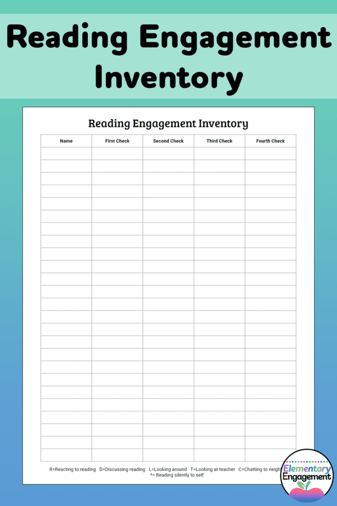 This reading engagement inventory will help you assess your student engagement during reading time.